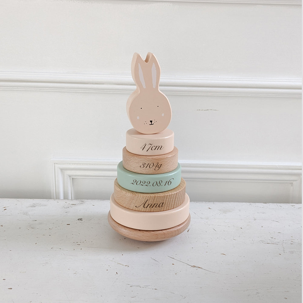 フードタオル&【誕生記録 刻印】トイセット Mrs.Rabbit Set