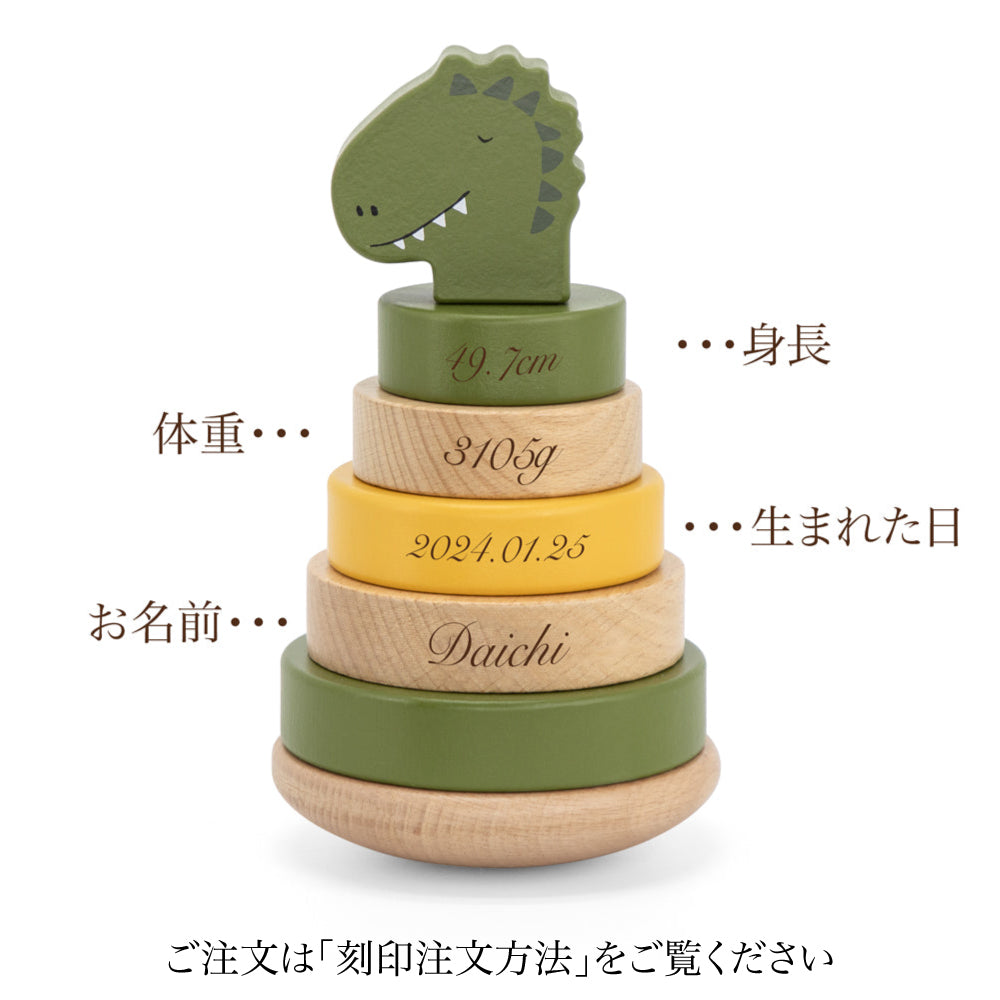 フードタオル&【誕生記録 刻印】トイセット Dino Set