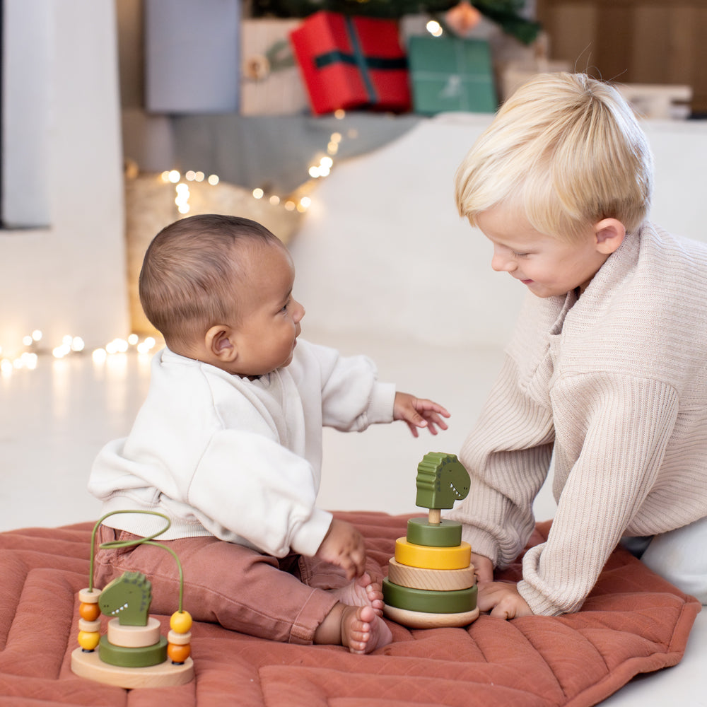 【誕生記録 刻印】ウッデン スタッキング トイ- Mr.Dino