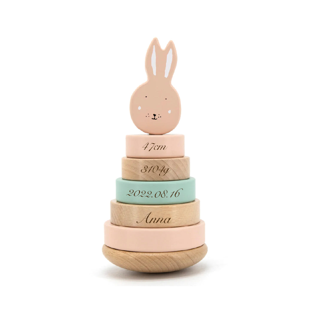 【誕生記録 刻印】ウッデン スタッキング トイ- Mrs.Rabbit